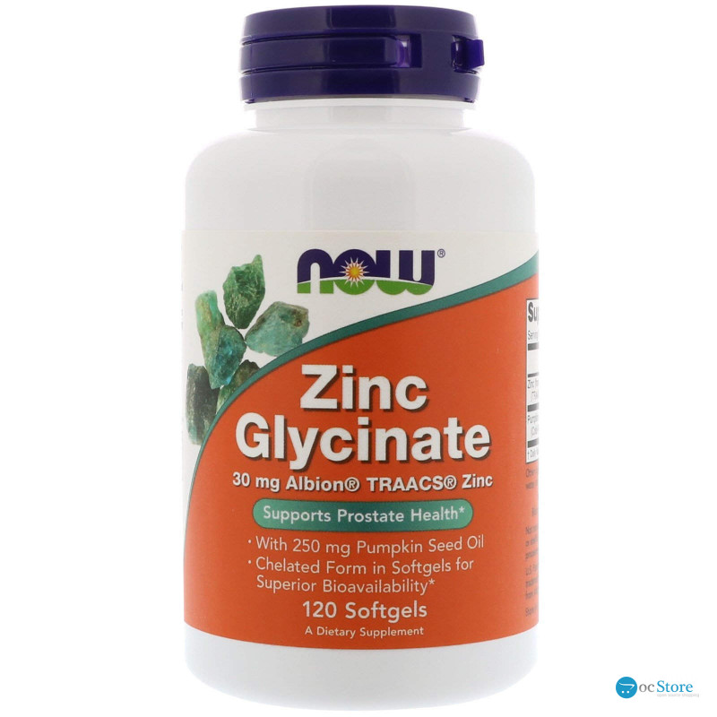 Гліцинат цинку, Zinc Glycinate, Now Foods, 120 гелевих капсул