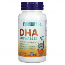 Риб'ячий жир для дітей з фруктовим смаком, Kid's DHA, Now Foods, 100 мг, 60 гелевих капсул