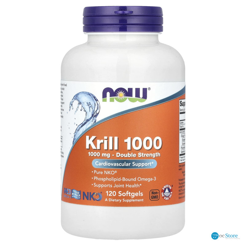 Масло криля Neptune, Krill, Now Foods, подвійна сила, 1000 мг, 120 капсул