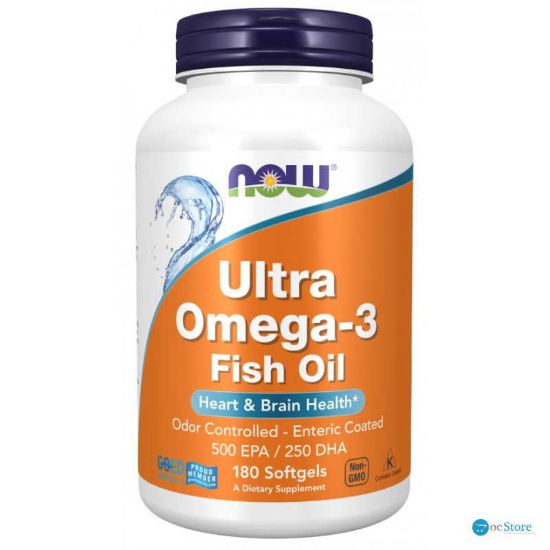 Супер омега 3, Ultra Omega-3, Now Foods, 500 EPA / 250 DHA, 180 капсул з кишковорозчинною оболонкою