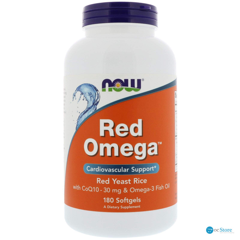 Червоний рис, омега і коензим Q10, Red Omega, Now Foods, 30 мг, 180 капсул