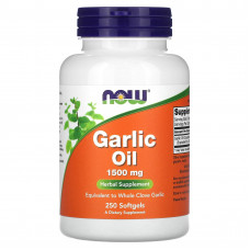 Часникова олія, Garlic Oil, Now Food, 1500 мг, 250 гелевих капсул