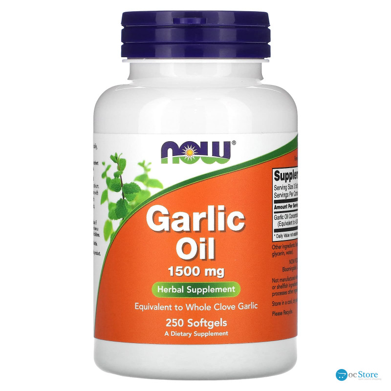 Часникова олія, Garlic Oil, Now Food, 1500 мг, 250 гелевих капсул