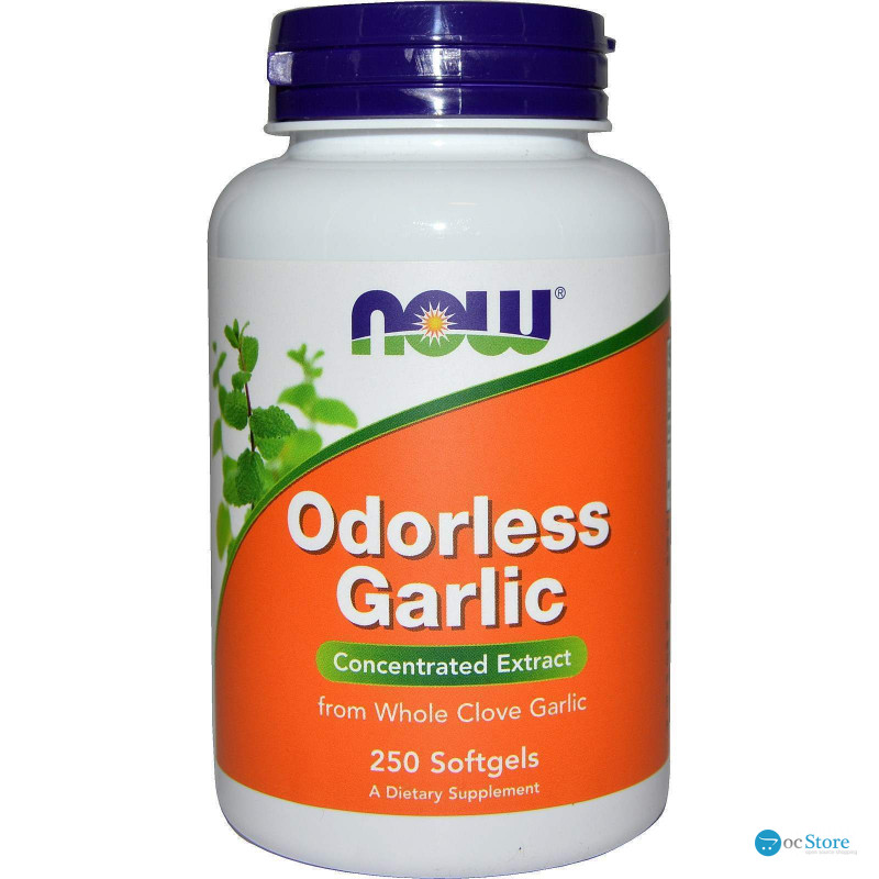 Часник, концентрований екстракт, Odorless Garlic, Now Foods, 50 мг, 250 гелевих капсул (25 мг в одній капсулі)