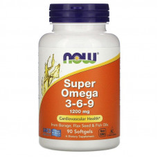 Супер омега 3-6-9, Super Omega 3-6-9, Now Foods, 1200 мг, 90 капсул