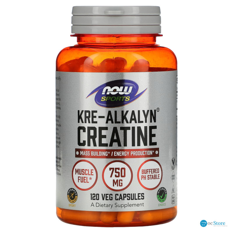 Креатин, Kre-Alkalyn Creatine, Now Foods, Sports, 750 мг, 120 вегетаріанських капсул
