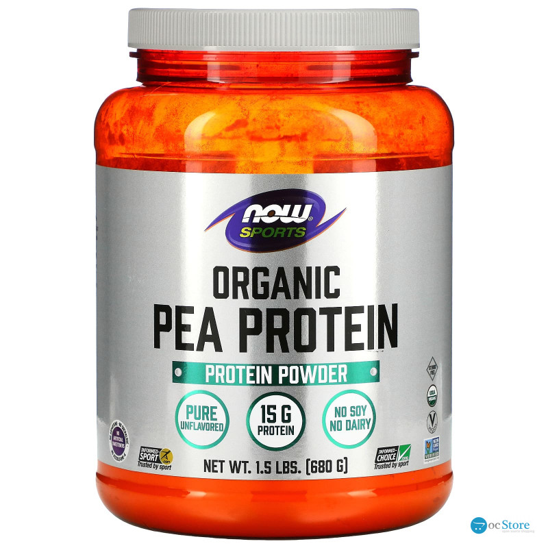 Гороховий протеїн, Organic Pea Protein, Now Foods, органік, порошок, без смаку, 680 г