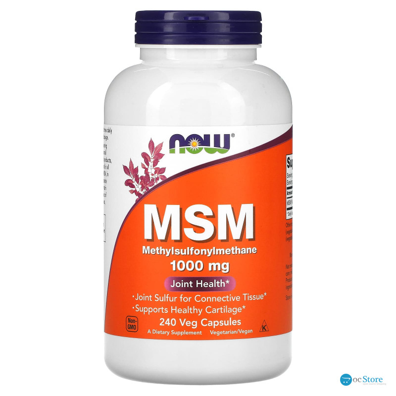 МСМ, Метилсульфонілметан, MSM, NOW Foods, 1000 мг, 240 вегетаріанських капсул.