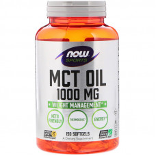 Масло МСТ для схуднення, MCT Oil, Now Foods, Sports, 1000 мг, 150 капсул