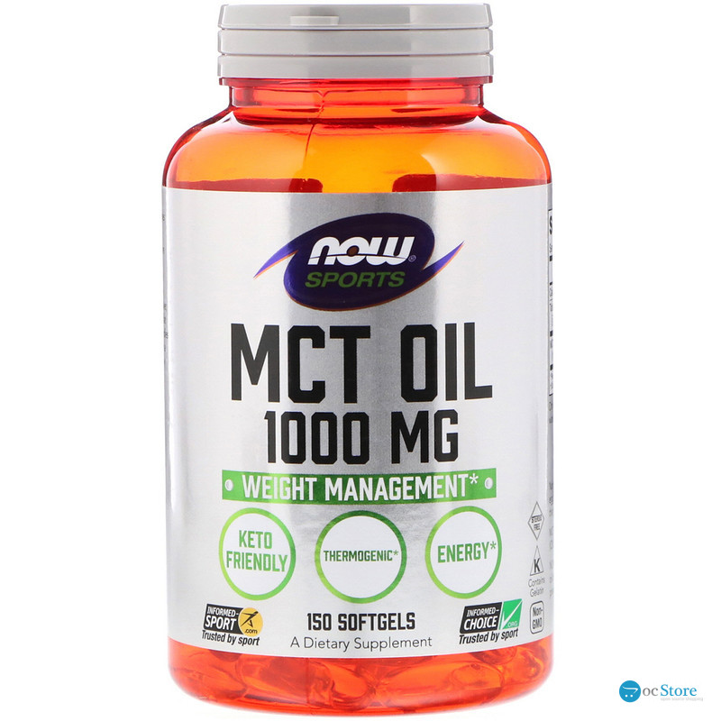 Масло МСТ для схуднення, MCT Oil, Now Foods, Sports, 1000 мг, 150 капсул