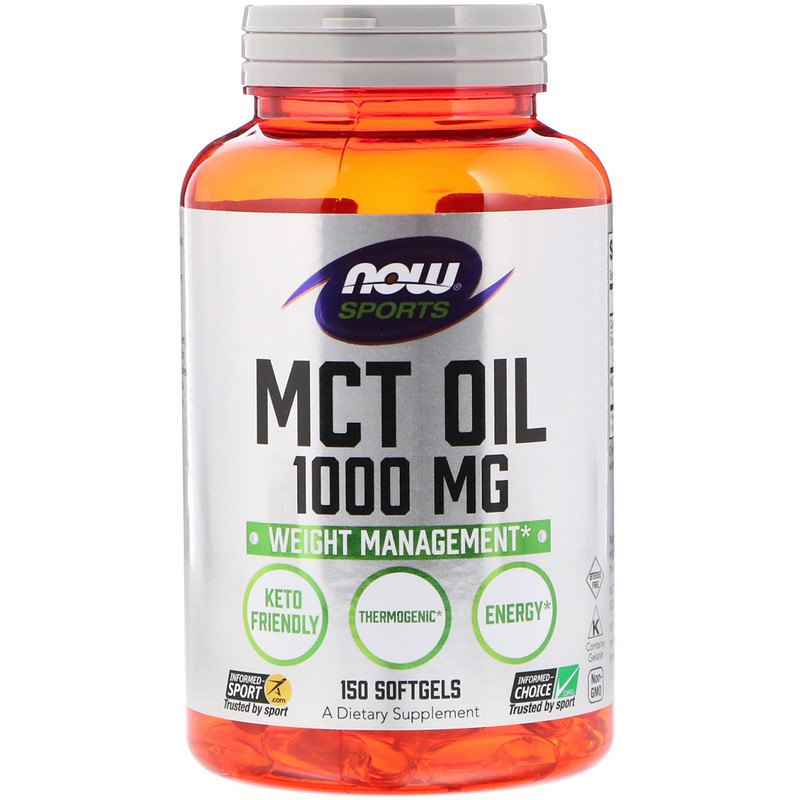 Масло МСТ для схуднення, MCT Oil, Now Foods, Sports, 1000 мг, 150 капсул