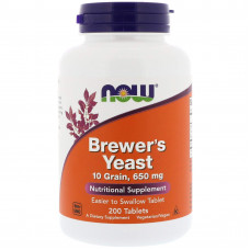 Пивні дріжджі, Brewer's Yeast, Now Foods, 1950 мг, 200 таблеток (650 мг у таблетці)