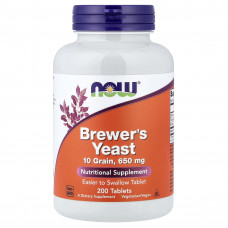 Пивні дріжджі, Brewer's Yeast, Now Foods, 650 мг, 200 таблеток