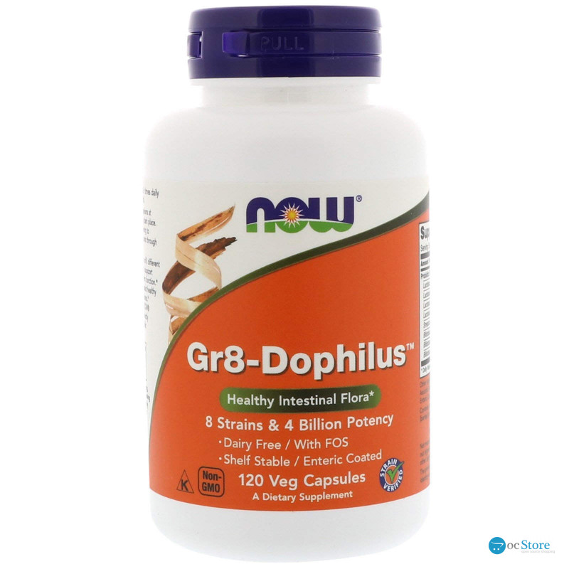 Пробіотик, Gr8-Dophilus, Now Foods, 120 вегетаріанських капсул