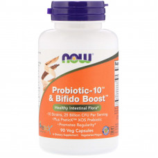 Пробіотик-10 з Bifido Boost, Probiotic-10, Now Foods, 25 млрд КУО, 90 вегетаріанських капсул
