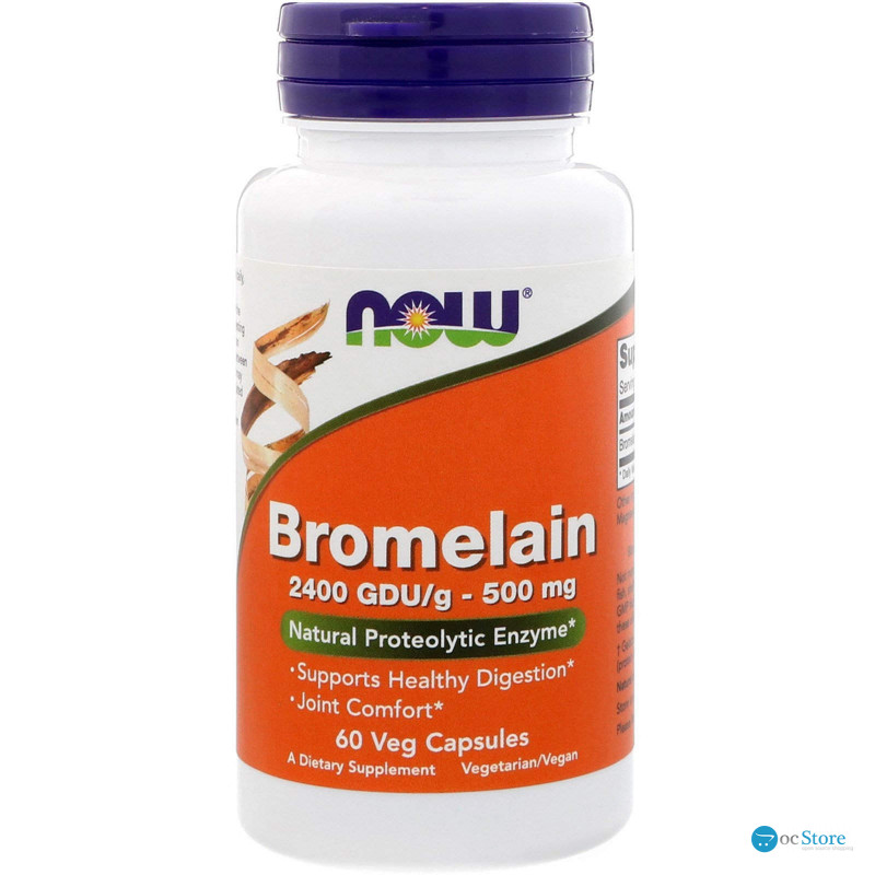 Бромелайн, Bromelain, Now Foods, 500 мг, 60 вегетаріанських капсул