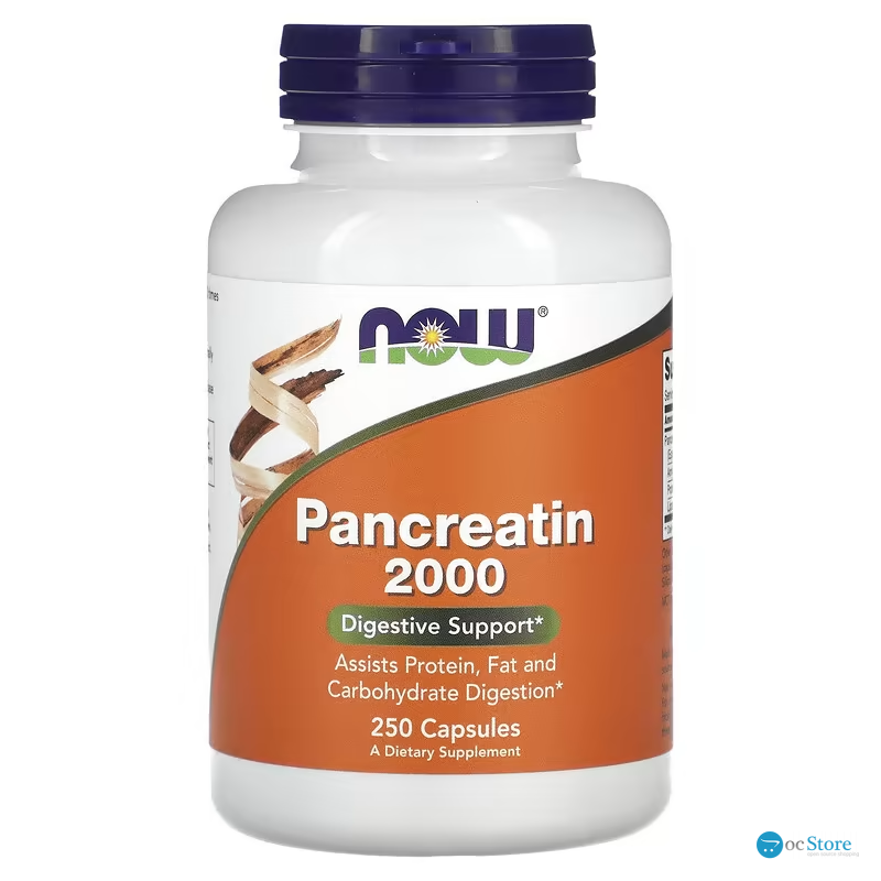 Панкреатин, Pancreatin 2000, Now Foods, 2000 мг, 250 капсул