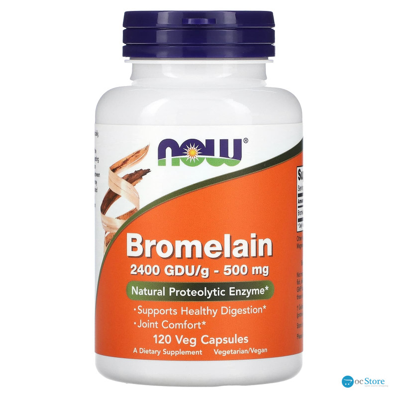 Бромелайн, Bromelain, NOW Foods, 500 мг, 120 вегетаріанських капсул