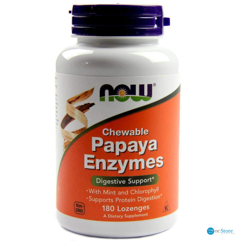 Ферменти папайї для травлення, Papaya Enzymes, Now Foods, 180 льодяників