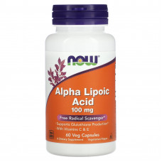 Альфа-ліпоєва кислота, Alpha Lipoic Acid, Now Foods, 100 мг, 60 капcул