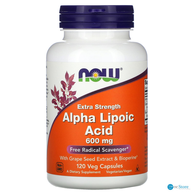 Альфа-ліпоєва кислота, Alpha Lipoic Acid, Now Foods, підвищена міцність, 600 мг, 120 вегетаріанських капсул