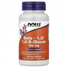 Бета глюкан, Beta-1,3 / 1,6-D-Glucan, Now Foods, 100 мг, 90 вегетаріанських капсул