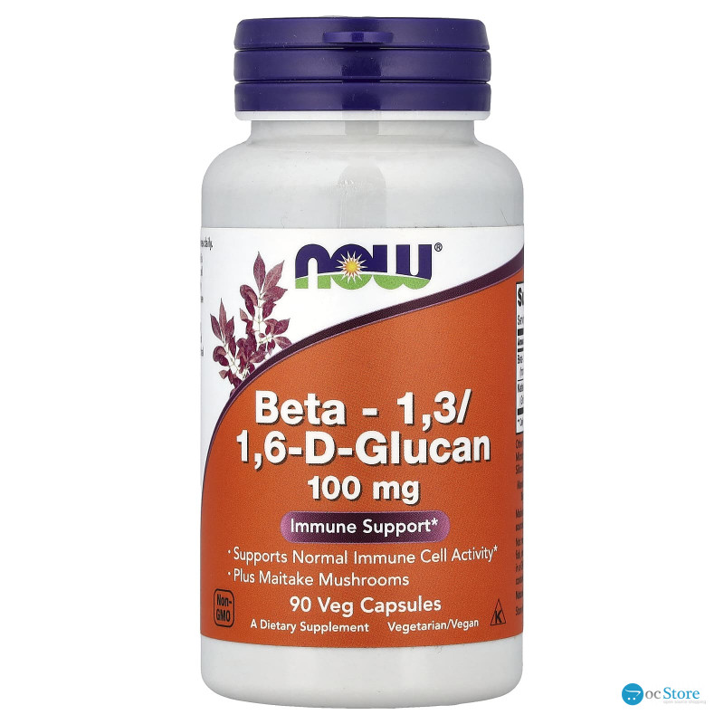 Бета глюкан, Beta-1,3 / 1,6-D-Glucan, Now Foods, 100 мг, 90 вегетаріанських капсул