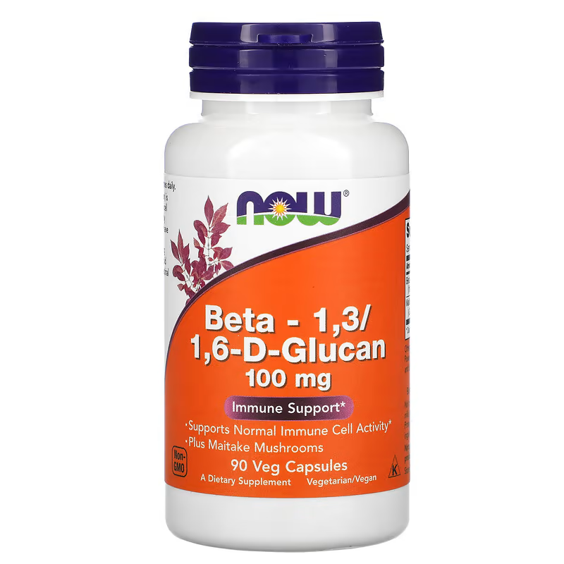 Бета глюкан, Beta-1,3 / 1,6-D-Glucan, Now Foods, 100 мг, 90 вегетаріанських капсул