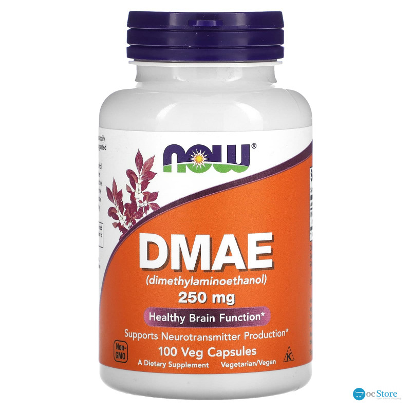 Диметиламіноетанол, DMAE, NOW Foods, 250 мг, 100 вегетаріанських капсул