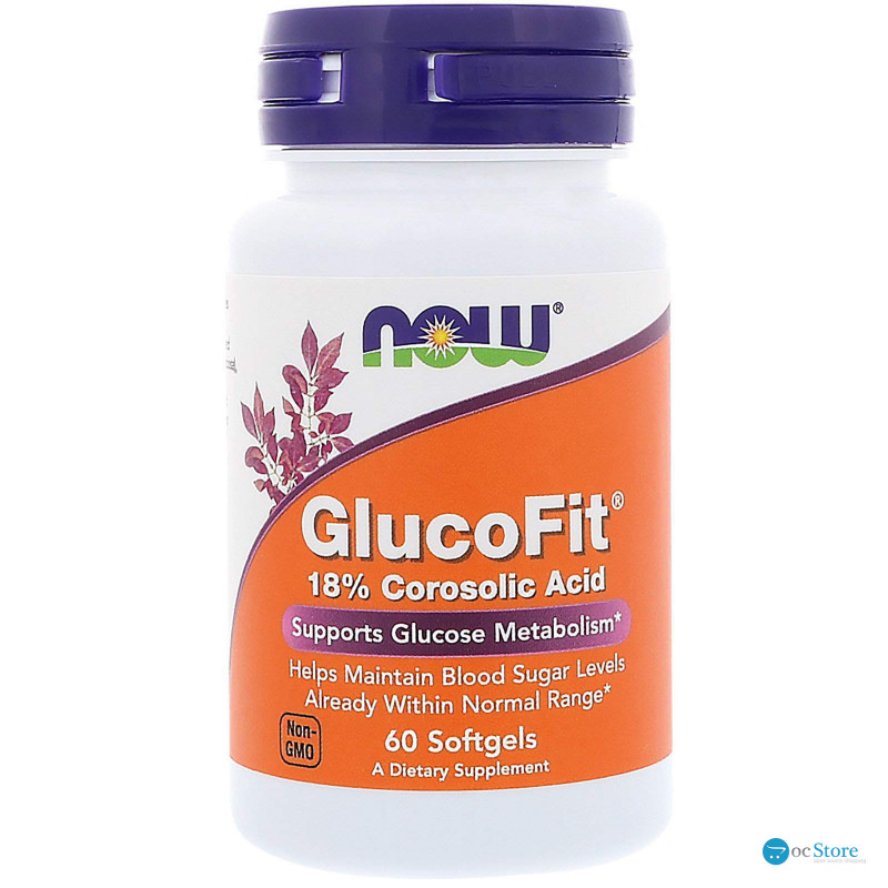 Контроль цукру, GlucoFit, Now Foods, коросолова кислота, 60 гелевих капсул