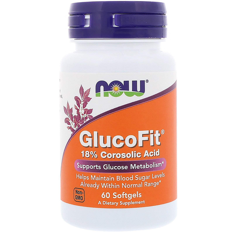 Контроль цукру, GlucoFit, Now Foods, коросолова кислота, 60 гелевих капсул