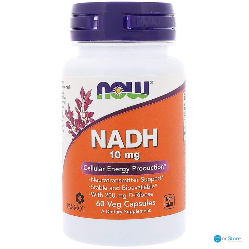Нікотинамідаденіндинуклеотид, NADH, Now Foods, 10 мг, 60 вегетаріанських капсул