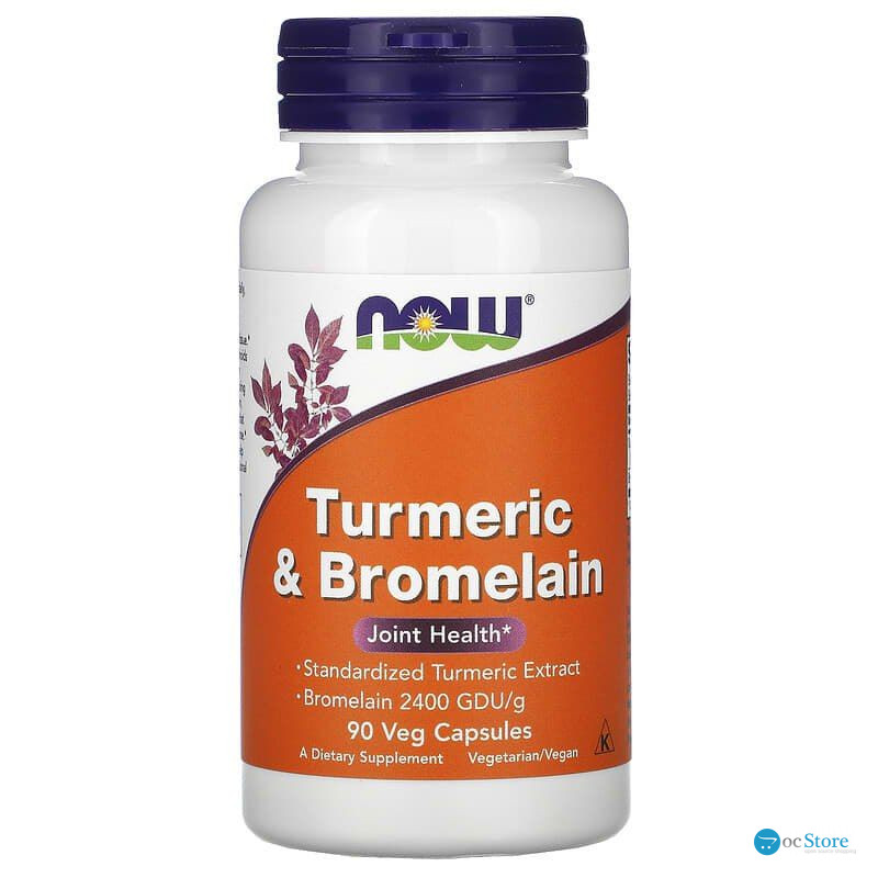Куркумін і бромелайн, Turmeric & Bromelain, Now Foods, 90 вегетаріанських капсул