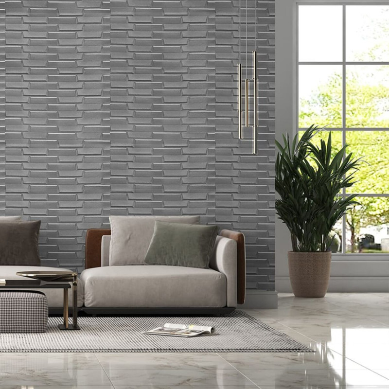 3D панель самоклеюча кладка 770х700х5мм Срібло (034) SW-00000217