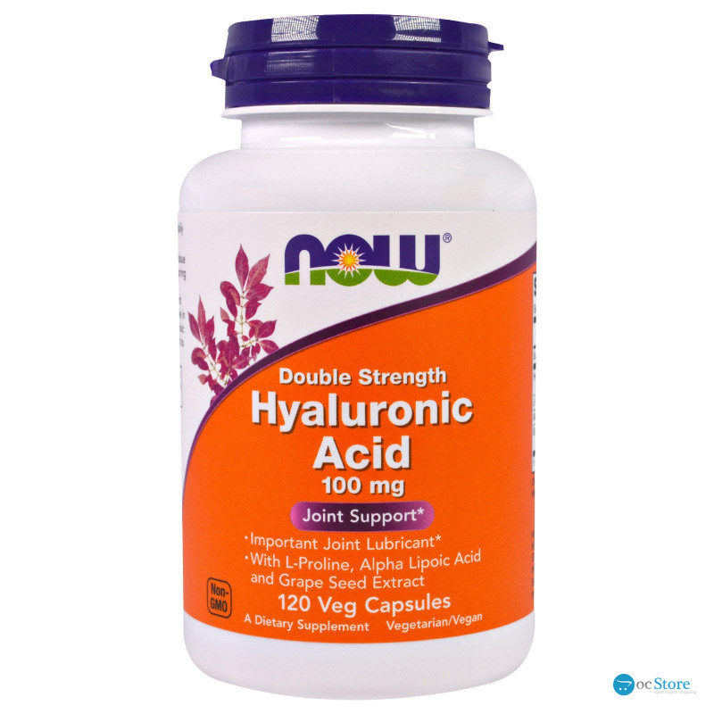 Гіалуронова кислота, Hyaluronic Acid, Now Foods, подвійна сила, 100 мг, 120 вегетаріанських капсул