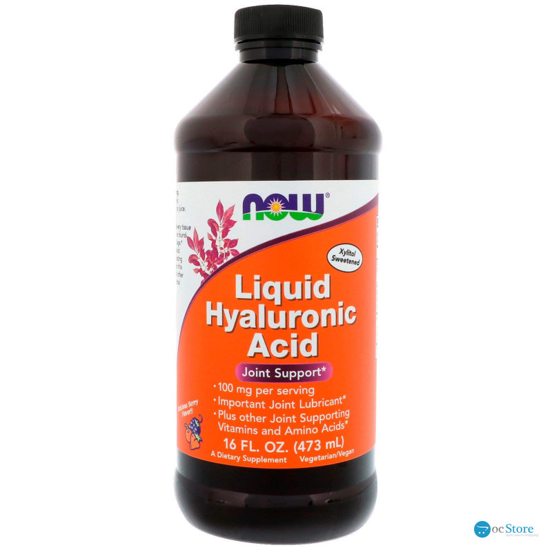 Гіалуронова кислота рідка, Hyaluronic Acid, Now Foods, ягідний смак, 100 мг, 473 мл.