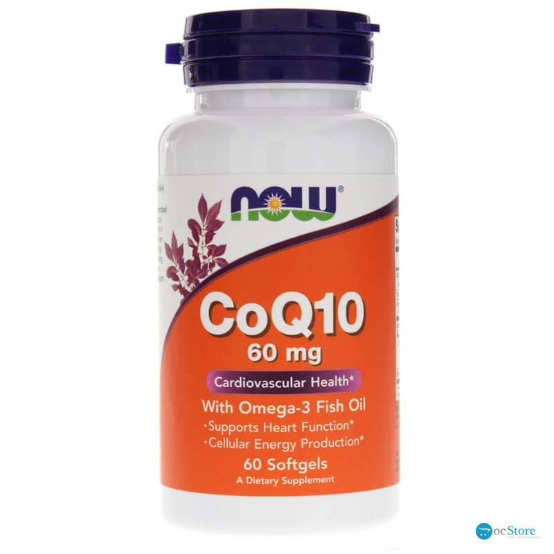 Коензим Q10 з риб"ячим жиром Омега-3, CoQ10 with Omega-3 Fish Oil, Now Foods, 60 мг, 60 гелевих капсул