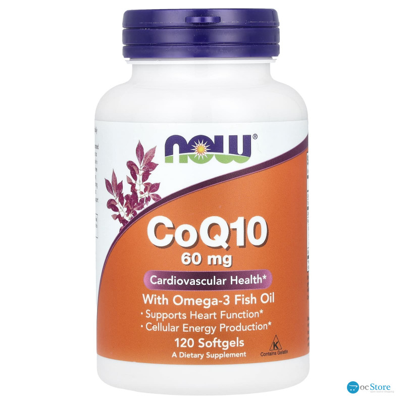 Коензим Q10 з риб'ячим жиром, CoQ10 with Omega-3 Fish Oil, Now Foods, 60 мг, 120 гелевих капсул