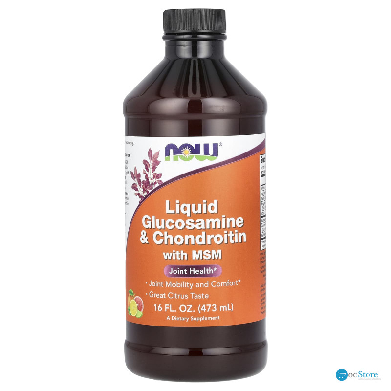 Глюкозамін та хондроїтин з МСМ, Glucosamine & Chondroitin with MSM, Now Foods, рідкий, 473 мл