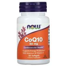 Коензим Q10 з селеном та вітаміном Е, CoQ10, Now Foods, 50 мг, 50 гелевих капсул