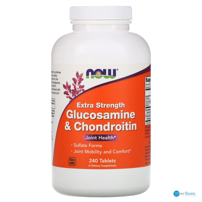 Глюкозамін та хондроїтин, Glucosamine & Chondroitin, Now Foods, екстра сила, 240 таблеток