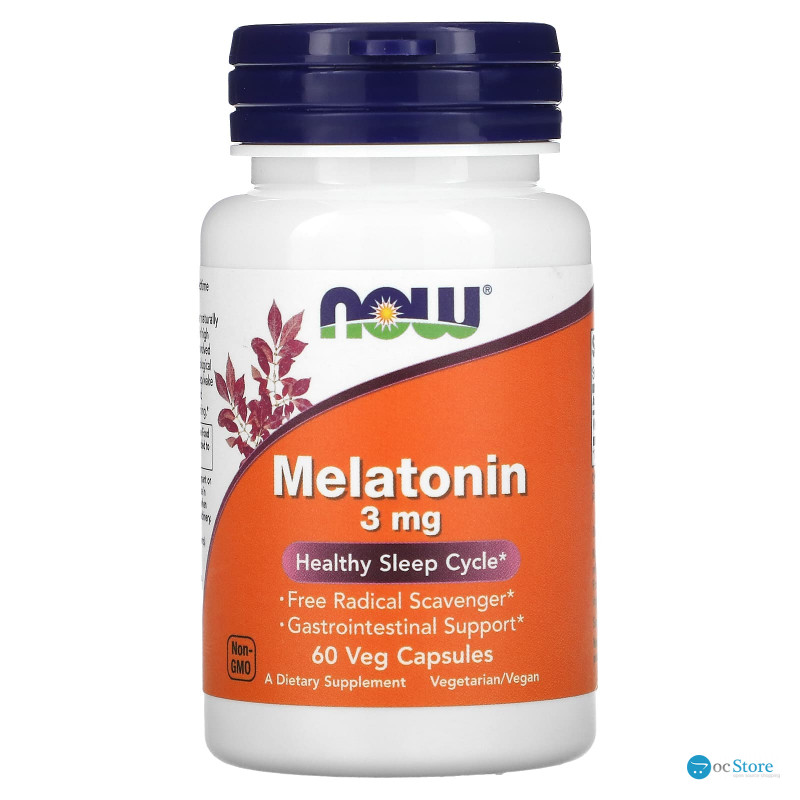 Мелатонін, Melatonin, Now Foods, 3 мг, 60 вегетаріанських капсул