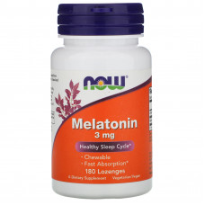 Мелатонін, Melatonin, Now Foods, 3 мг, 180 льодяників