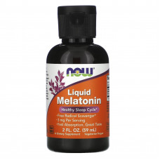 Мелатонін, Melatonin, Now Foods, 3 мг, рідкий, 59 мл