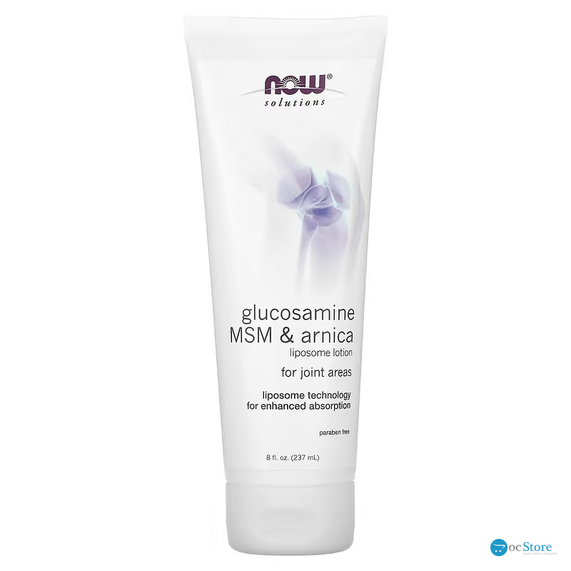 Лосьйон з глюкозаміном, МСМ і арнікою з ліпосомами, Glucosamine, MSM & Arnica, Now Foods, Solutions, 237 мл.
