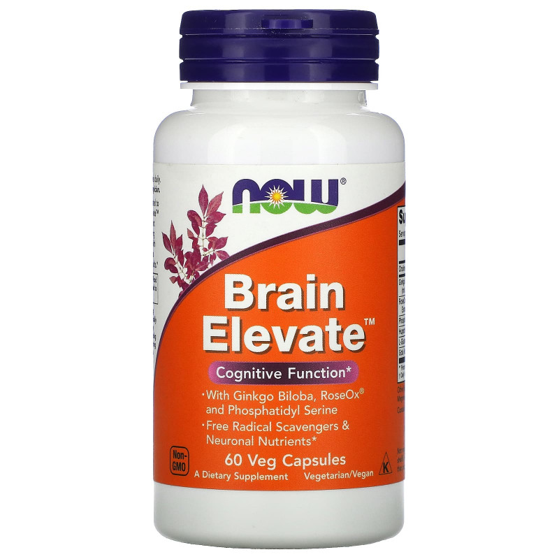 Вітаміни для пам'яті, Brain Elevate, Now Foods, 60 вегетаріанських капсул