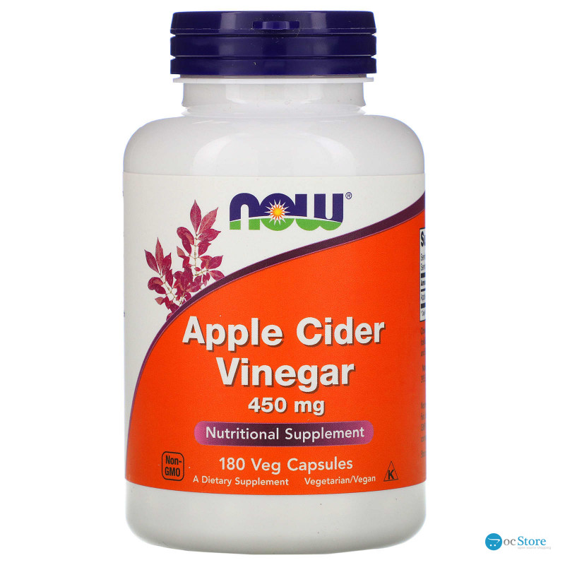Яблучний оцет сидровий, Apple Cider Vinegar, Now Foods, 450 мг, 180 капсул