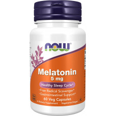 Мелатонін, Melatonin, Now Foods, 5 мг, 60 вегетаріанських капсул