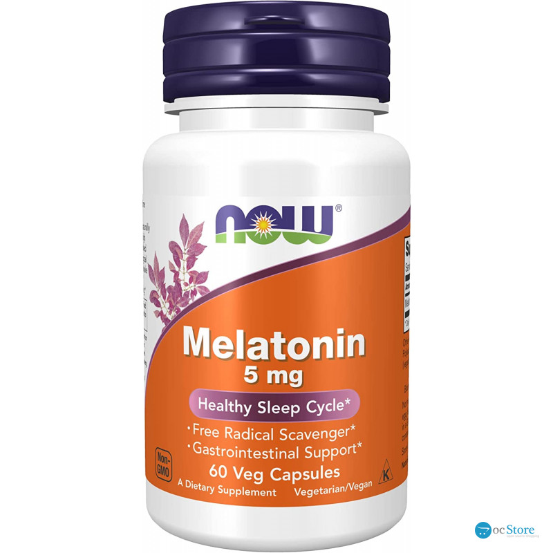 Мелатонін, Melatonin, Now Foods, 5 мг, 60 вегетаріанських капсул