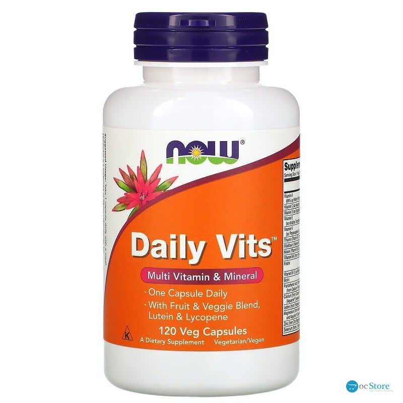 Мультивітаміни та мінерали, Daily Vits, Now Foods, 1 на день, 120 вегетаріанських капсул